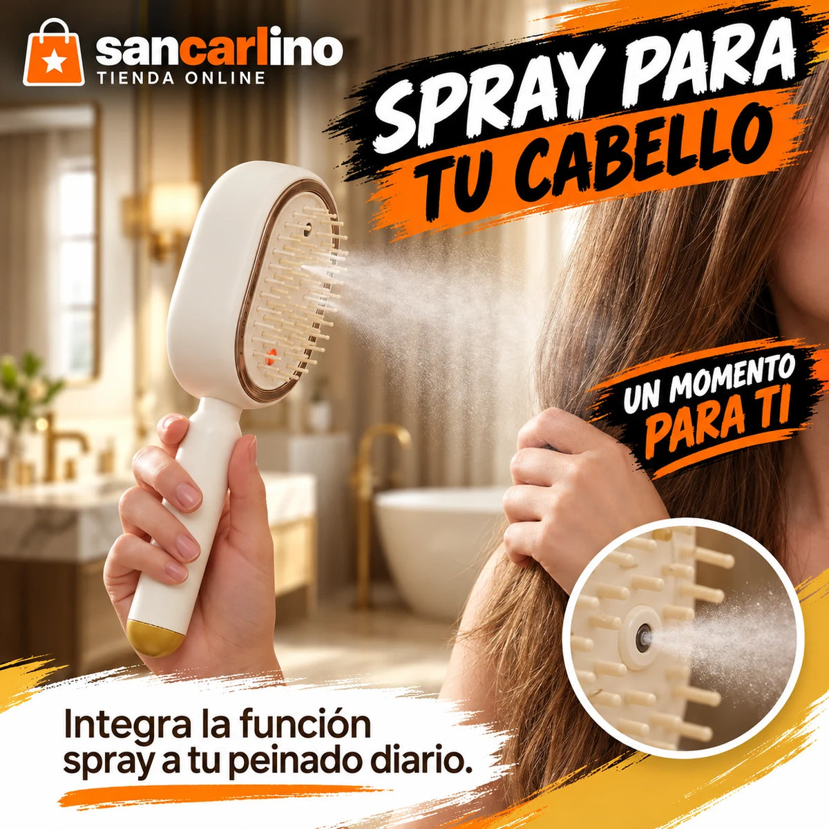 Cepillo Eléctrico con Spray y Cerdas Retráctiles – Recargable USB