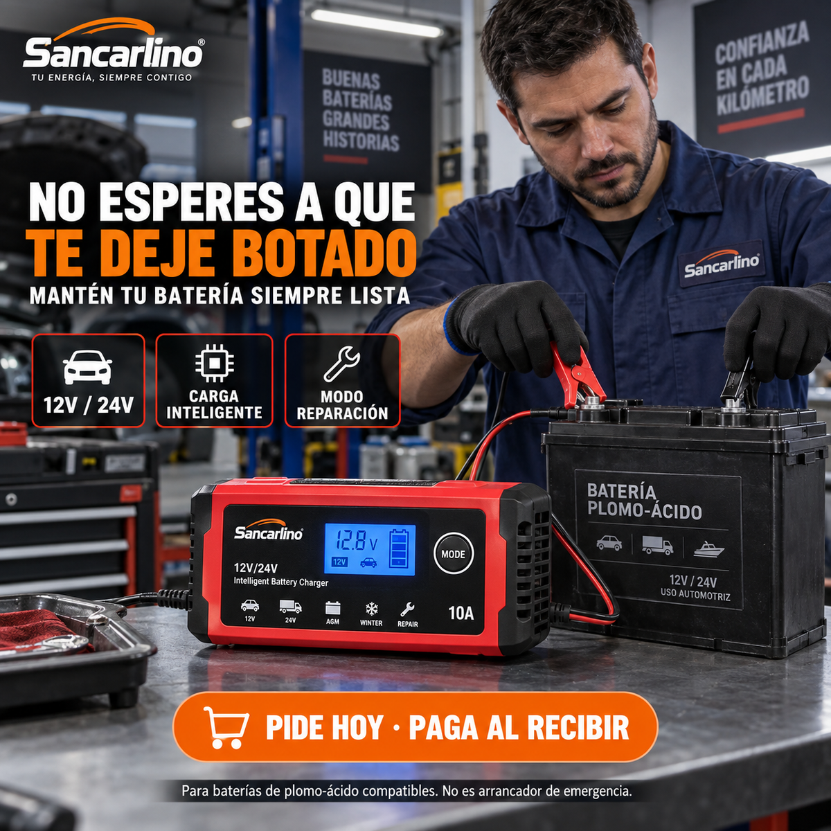 Cargador Inteligente de Baterías 12V/24V – 10A con Carga Automática