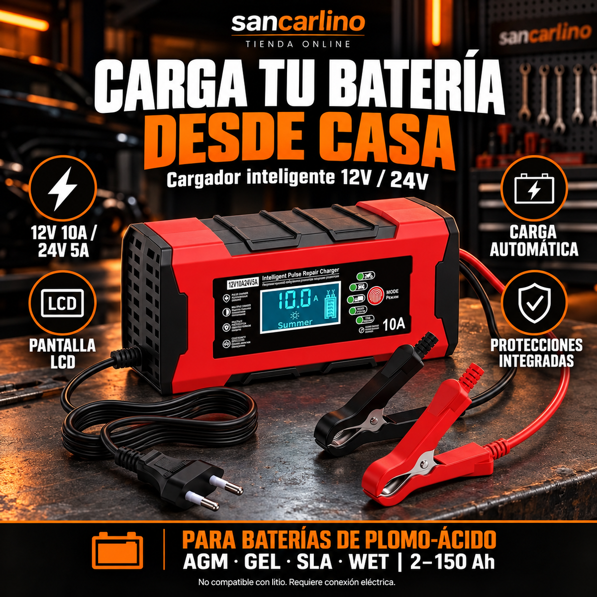 Carga tu batería desde casa: beneficios del cargador 12V/24V