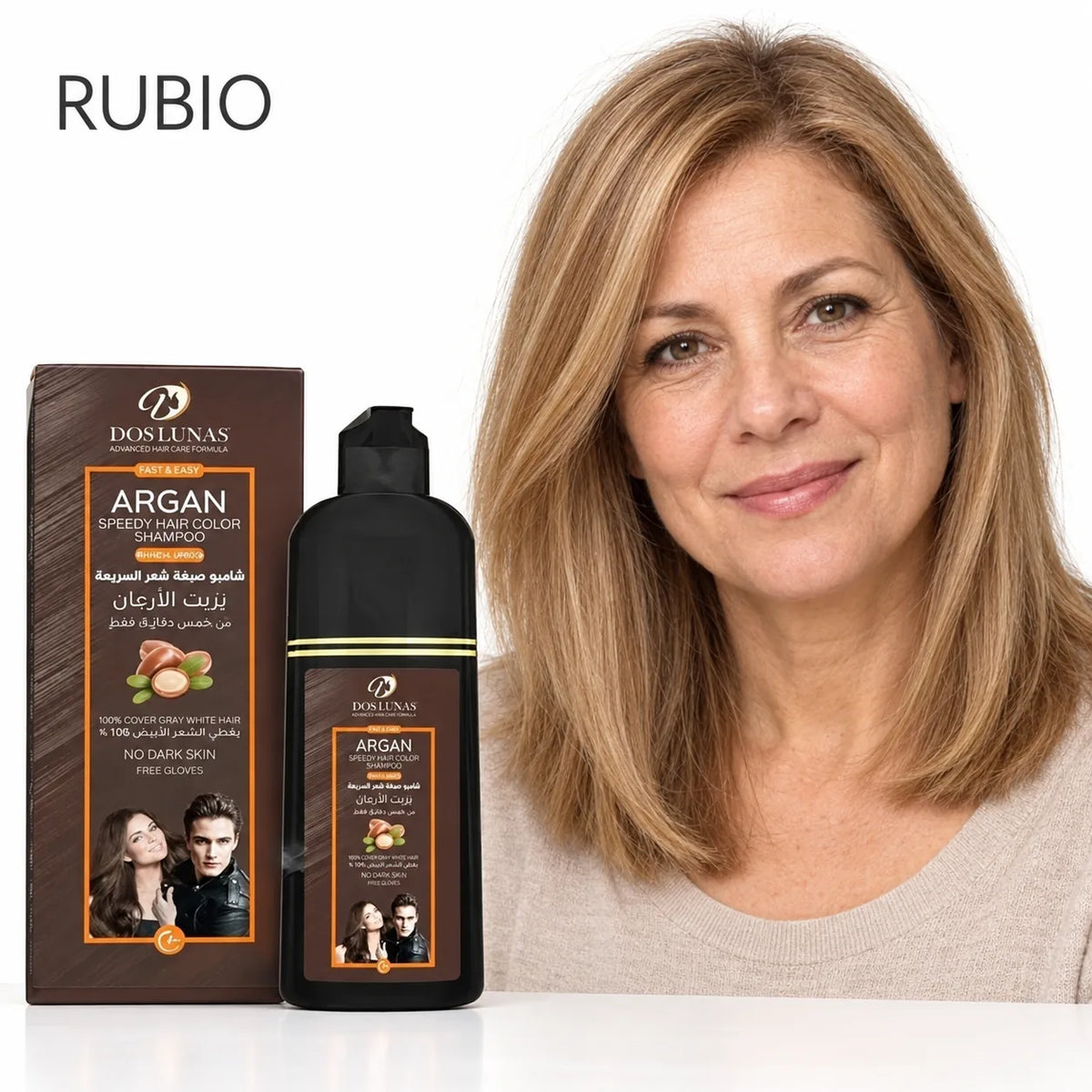 Shampoo Colorante Anticanas Dos Lunas con Argán